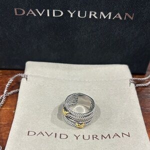 David Yurman Two-Tone Cable Wrap Ring in Silver with Gold Accents